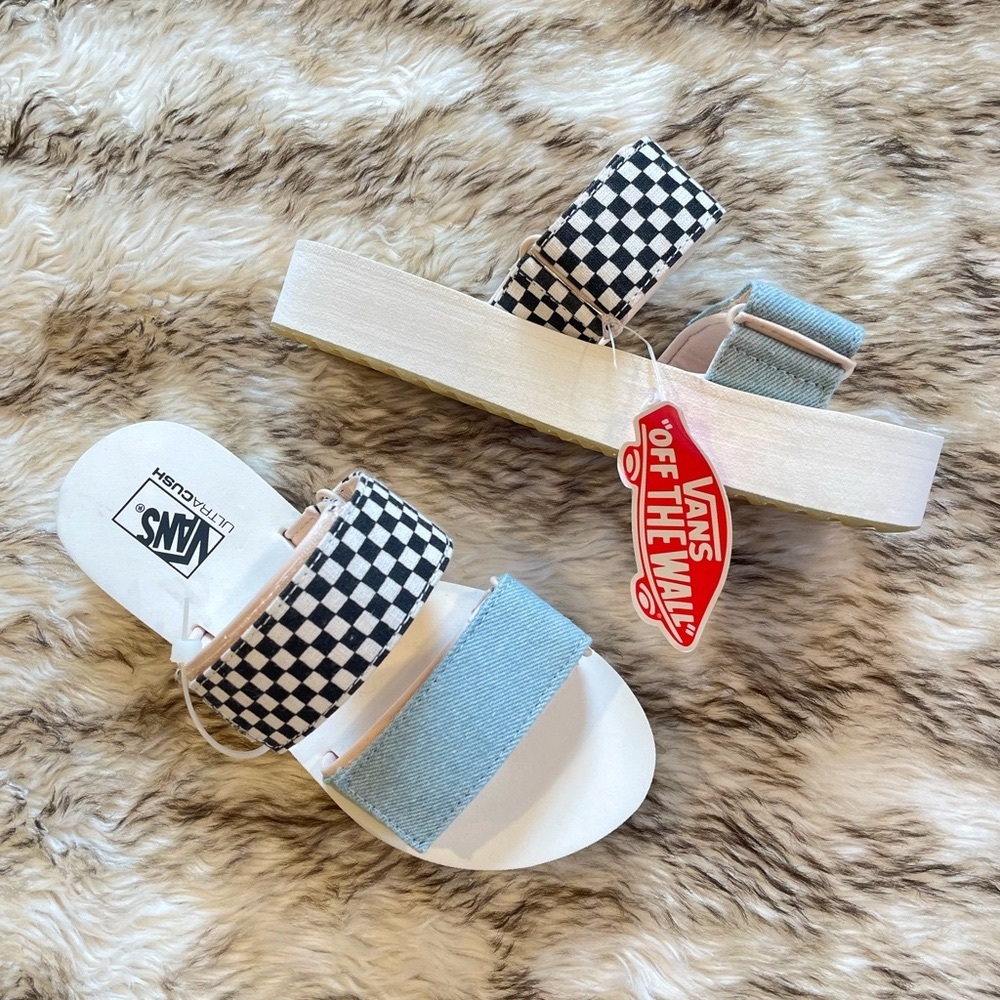 NWT Vans Checkered Platform Slides